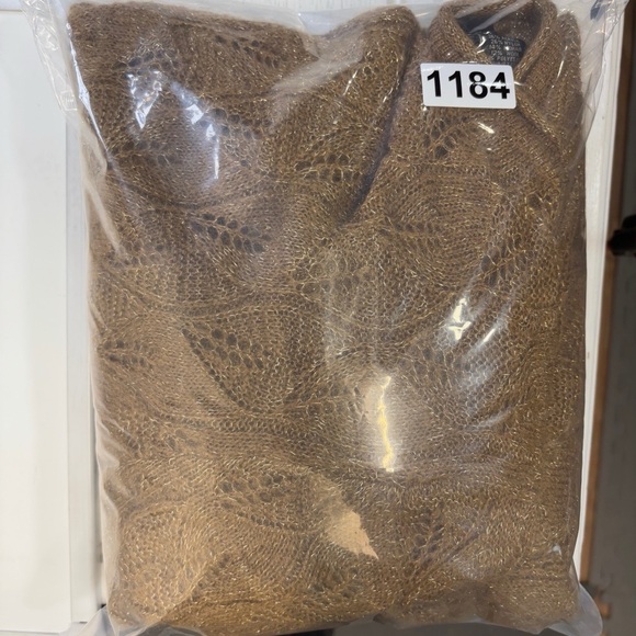 Lane Bryant Tan Duster Cardigan Sweater 18/20 gold thread mohair wool acrylic - Picture 6 of 6